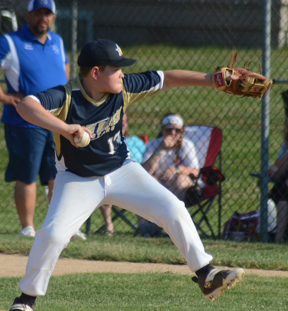 Connor Crowe pitches for Pine Bush during a District 19 Minors (8/10) baseball game at Chester Little League on June 29.